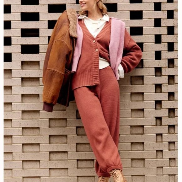 FREE PEOPLE Hailee Cardi Set - BRUN - NWT - Picture 2 of 5